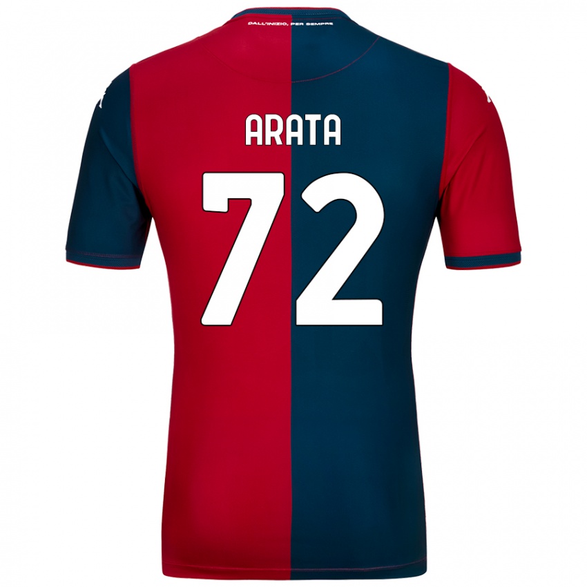 Mænd Stefano Arata #72 Rød Mørkeblå Hjemmebane Spillertrøjer 2024/25 Trøje T-Shirt