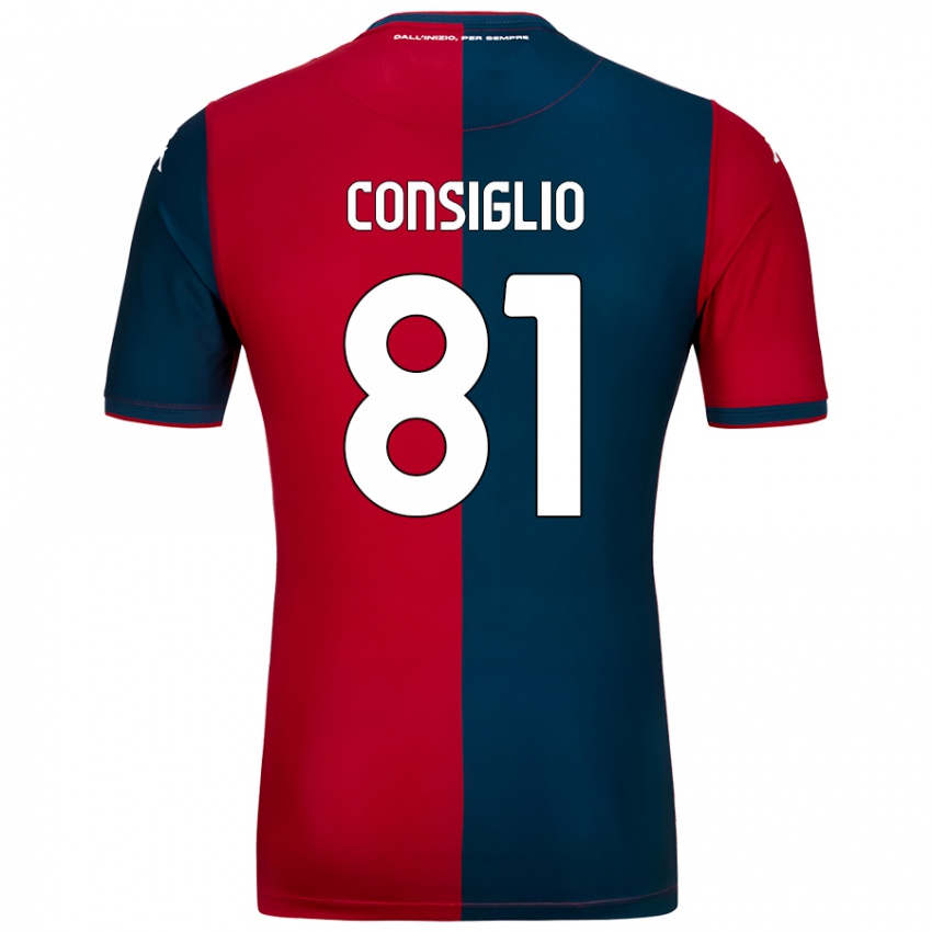 Mænd Leonardo Consiglio #81 Rød Mørkeblå Hjemmebane Spillertrøjer 2024/25 Trøje T-Shirt