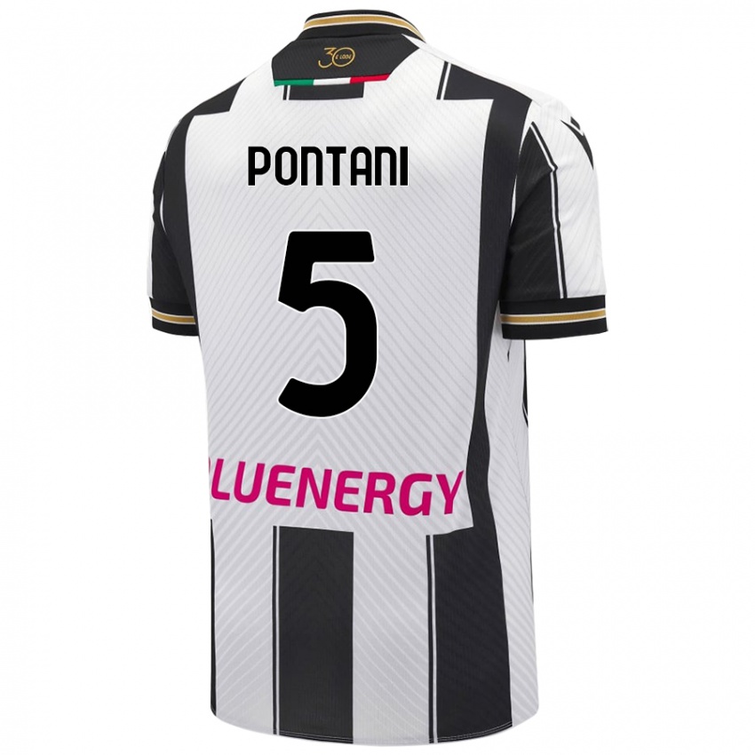 Mænd Leonardo Pontani #5 Hvid Sort Hjemmebane Spillertrøjer 2024/25 Trøje T-Shirt