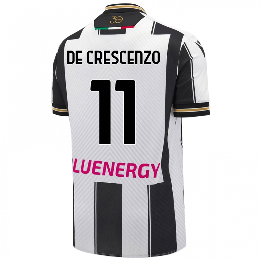 Mænd Marco De Crescenzo #11 Hvid Sort Hjemmebane Spillertrøjer 2024/25 Trøje T-Shirt