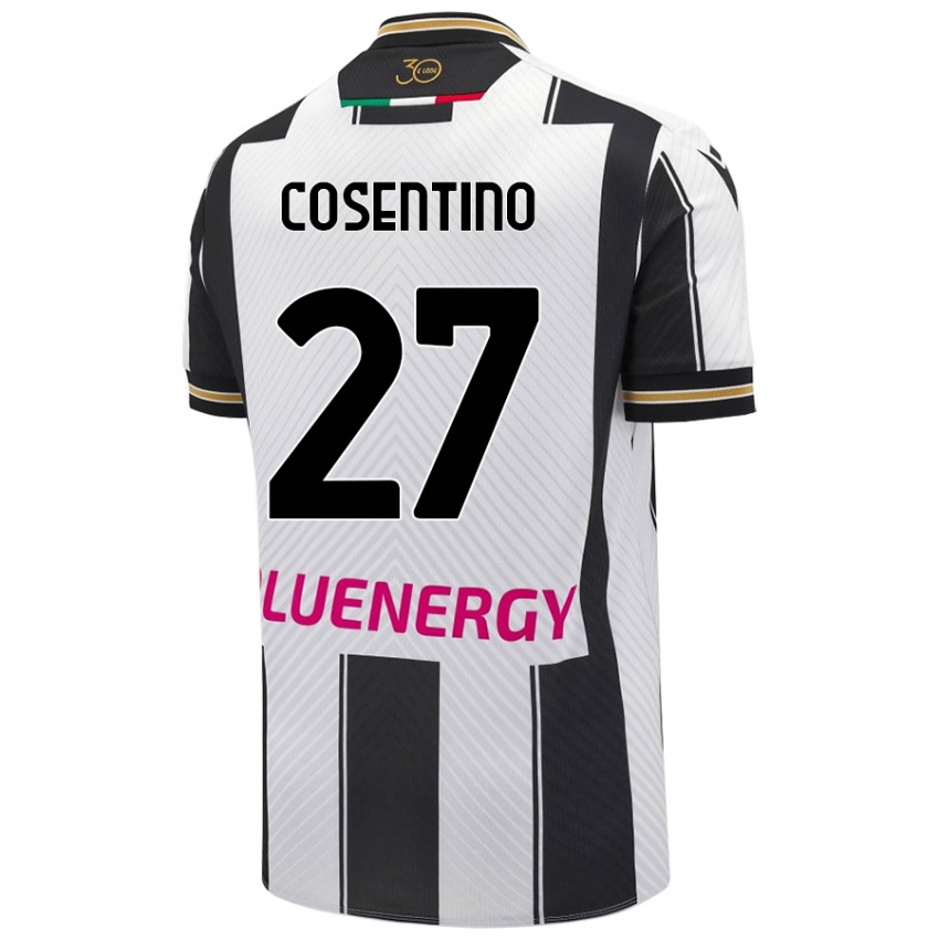 Mænd Sergio Cosentino #27 Hvid Sort Hjemmebane Spillertrøjer 2024/25 Trøje T-Shirt