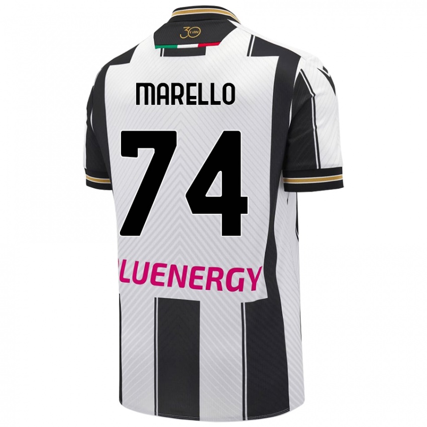 Mænd Mattia Marello #74 Hvid Sort Hjemmebane Spillertrøjer 2024/25 Trøje T-Shirt