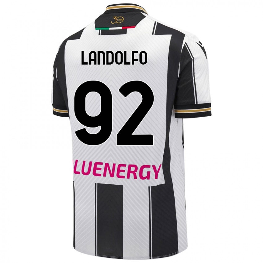 Mænd Tommaso Landolfo #92 Hvid Sort Hjemmebane Spillertrøjer 2024/25 Trøje T-Shirt