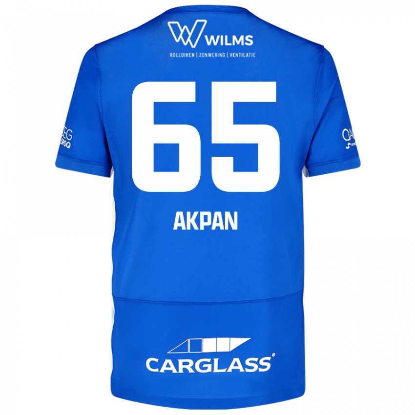 Mænd Christian Akpan #65 Blå Hjemmebane Spillertrøjer 2024/25 Trøje T-Shirt