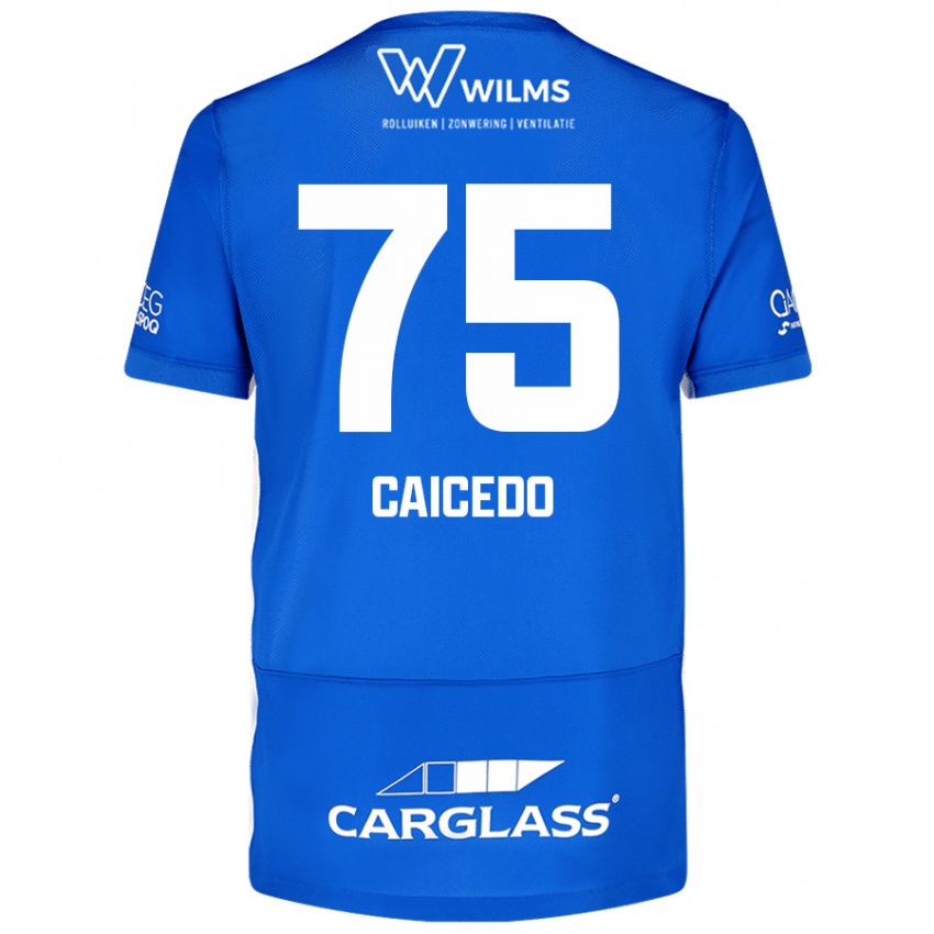 Mænd Alfred Caicedo #75 Blå Hjemmebane Spillertrøjer 2024/25 Trøje T-Shirt