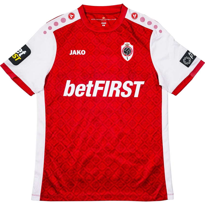 Mænd Youssef Hamdaoui #25 Rød Hvid Hjemmebane Spillertrøjer 2024/25 Trøje T-Shirt