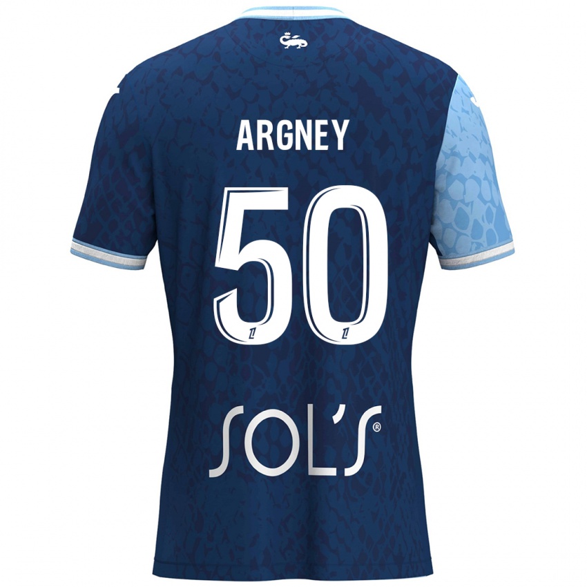 Mænd Paul Argney #50 Himmelblå Mørkeblå Hjemmebane Spillertrøjer 2024/25 Trøje T-Shirt