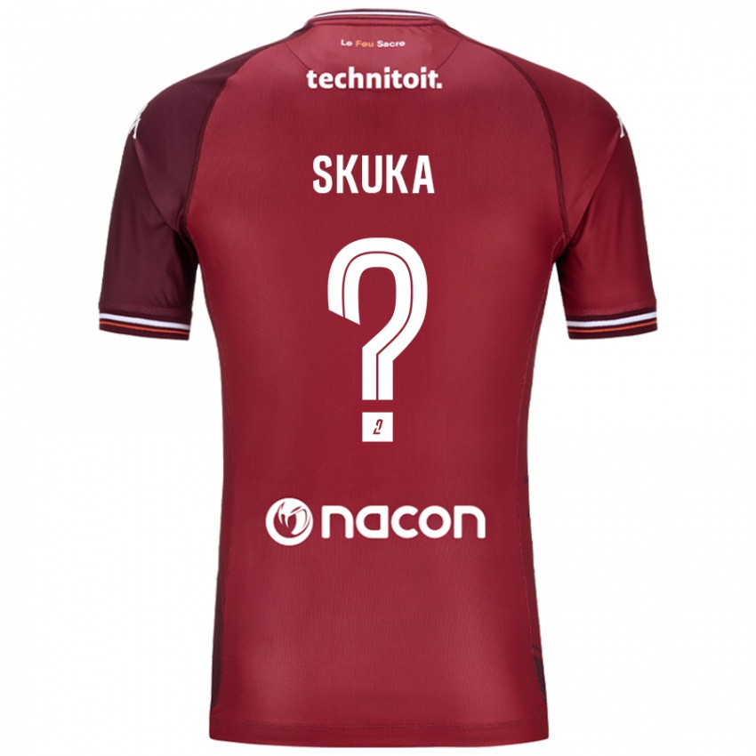 Mænd Xhuliano Skuka #0 Rød Granata Hjemmebane Spillertrøjer 2024/25 Trøje T-Shirt