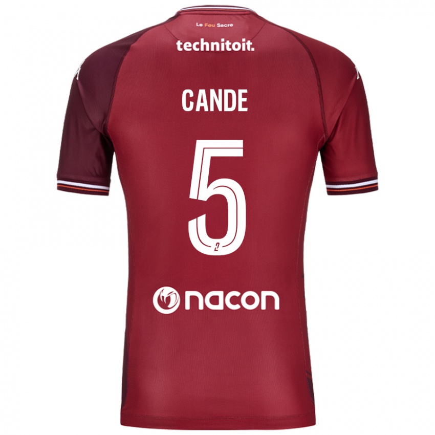 Mænd Fali Candé #5 Rød Granata Hjemmebane Spillertrøjer 2024/25 Trøje T-Shirt