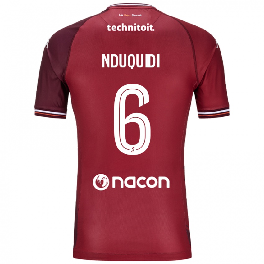 Mænd Joseph Nduquidi #6 Rød Granata Hjemmebane Spillertrøjer 2024/25 Trøje T-Shirt