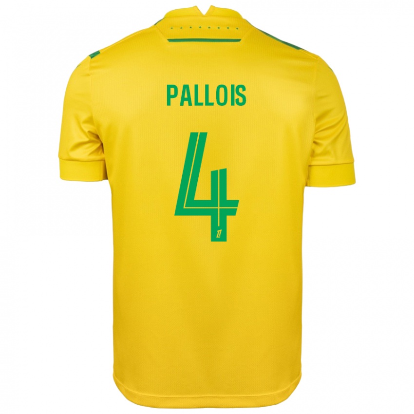 Mænd Nicolas Pallois #4 Gul Grøn Hjemmebane Spillertrøjer 2024/25 Trøje T-Shirt