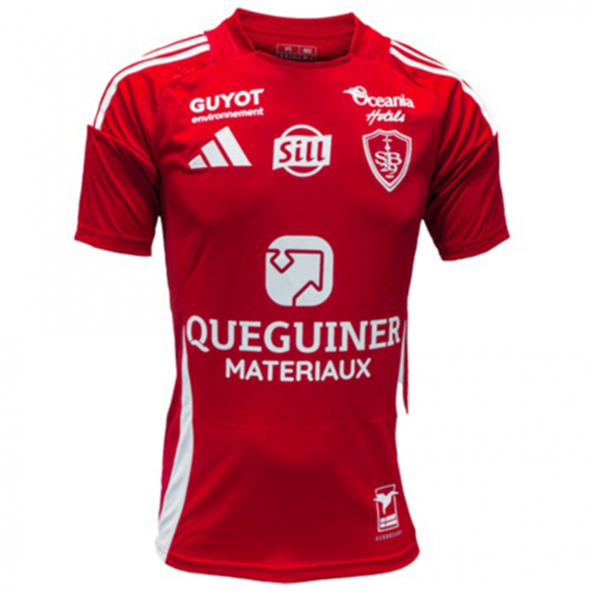 Mænd Raphaël Le Guen #0 Rød Hvid Hjemmebane Spillertrøjer 2024/25 Trøje T-Shirt