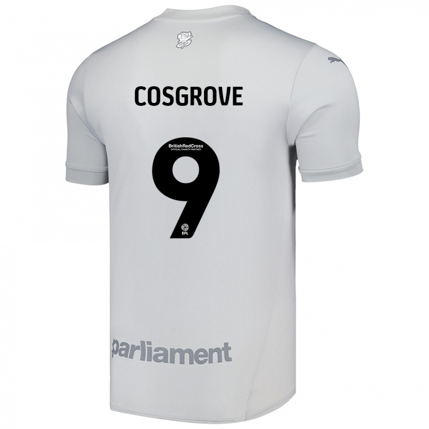 Mænd Sam Cosgrove #9 Sølvgrå Udebane Spillertrøjer 2024/25 Trøje T-Shirt