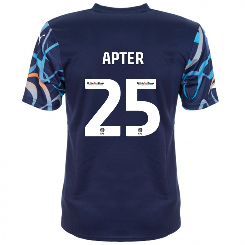 Mænd Rob Apter #25 Marineblå Udebane Spillertrøjer 2024/25 Trøje T-Shirt