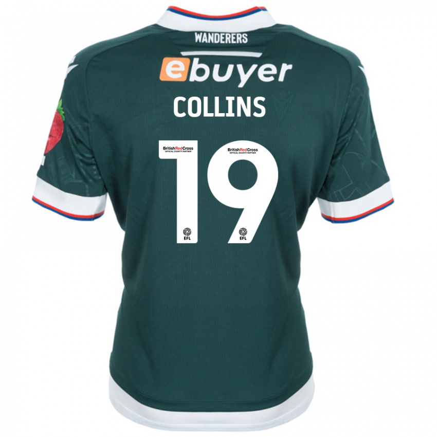 Mænd Aaron Collins #19 Mørkegrøn Udebane Spillertrøjer 2024/25 Trøje T-Shirt