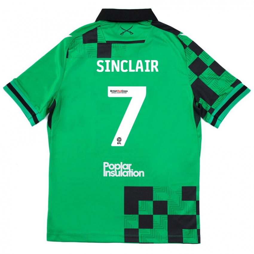 Mænd Scott Sinclair #7 Grøn Sort Udebane Spillertrøjer 2024/25 Trøje T-Shirt