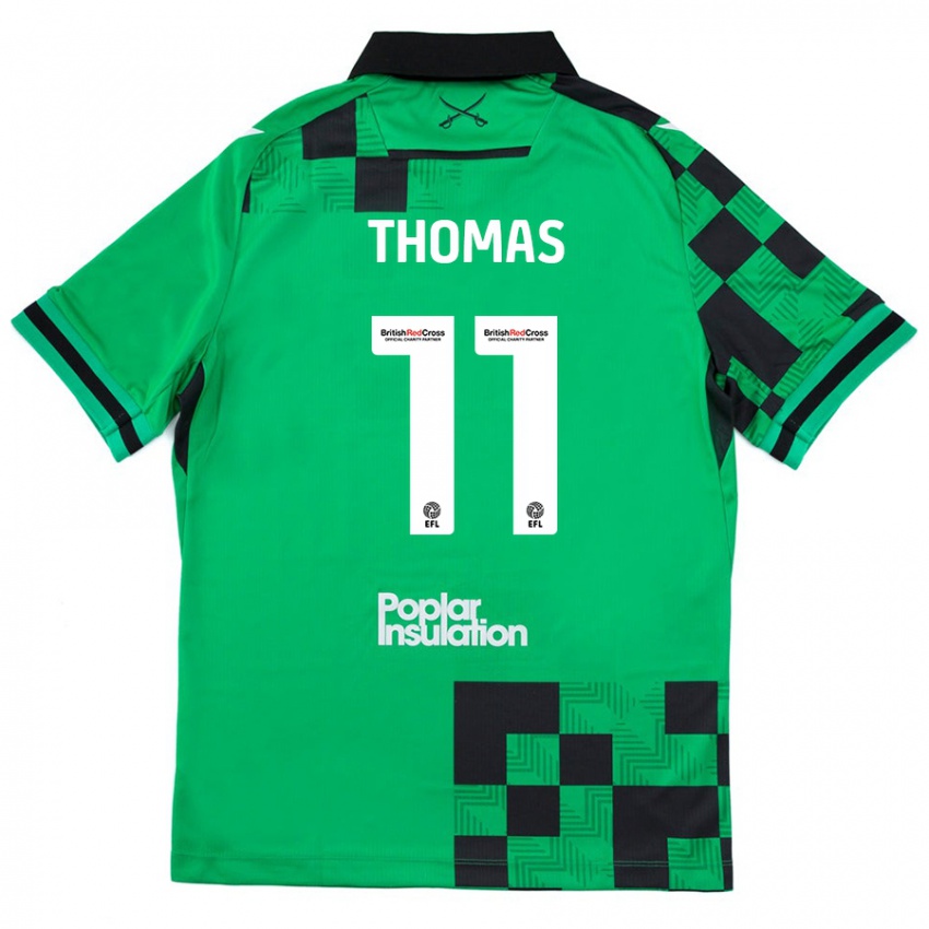 Mænd Luke Thomas #11 Grøn Sort Udebane Spillertrøjer 2024/25 Trøje T-Shirt