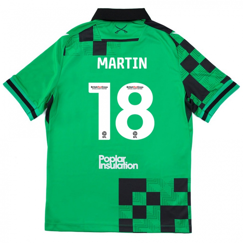 Mænd Chris Martin #18 Grøn Sort Udebane Spillertrøjer 2024/25 Trøje T-Shirt