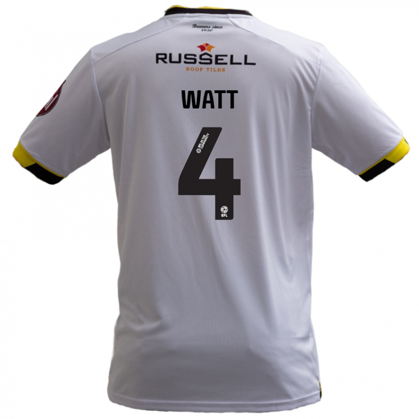 Mænd Elliot Watt #4 Hvid Udebane Spillertrøjer 2024/25 Trøje T-Shirt