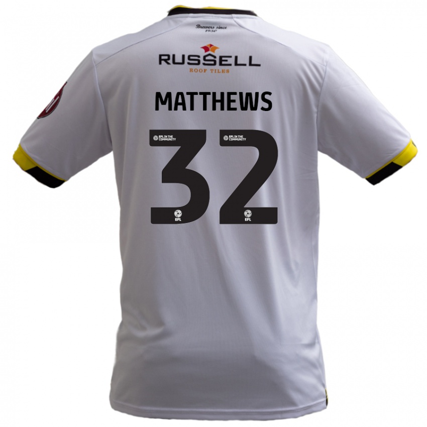 Mænd Daniel Matthews #32 Hvid Udebane Spillertrøjer 2024/25 Trøje T-Shirt