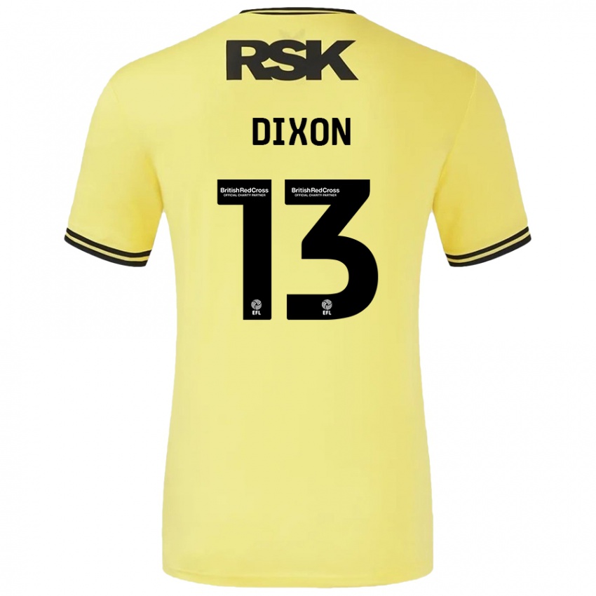 Mænd Kaheim Dixon #13 Gul Sort Udebane Spillertrøjer 2024/25 Trøje T-Shirt