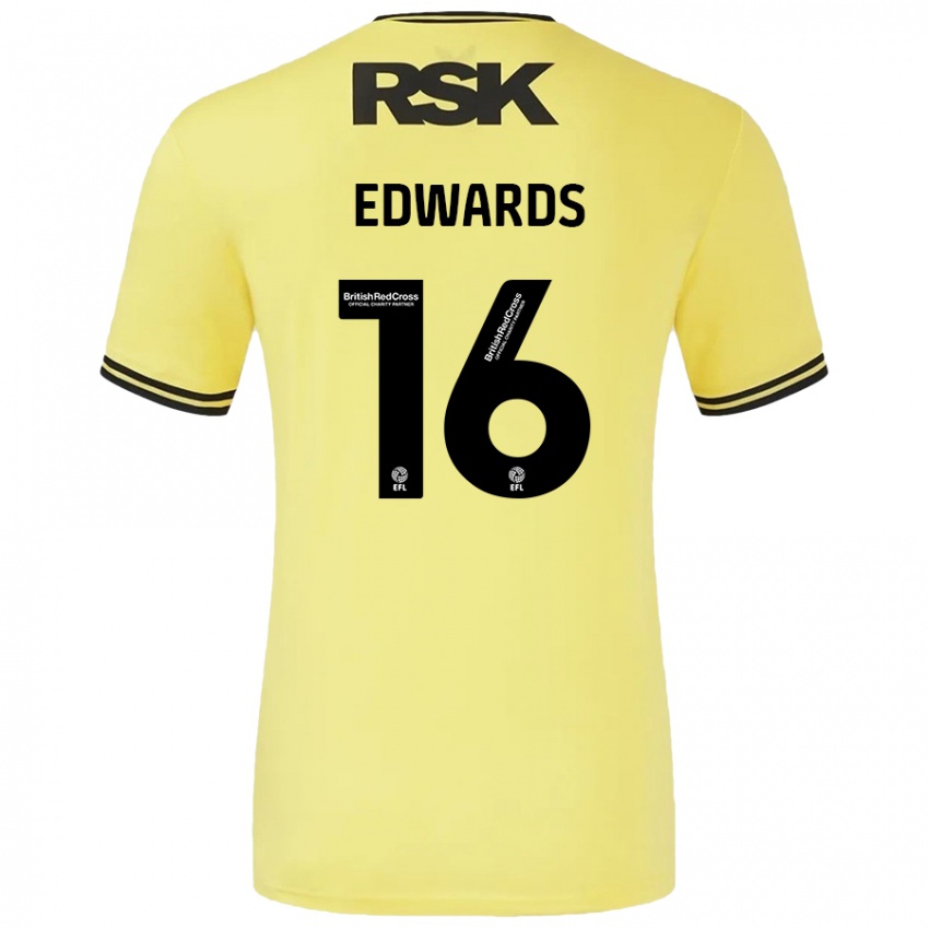 Mænd Josh Edwards #16 Gul Sort Udebane Spillertrøjer 2024/25 Trøje T-Shirt