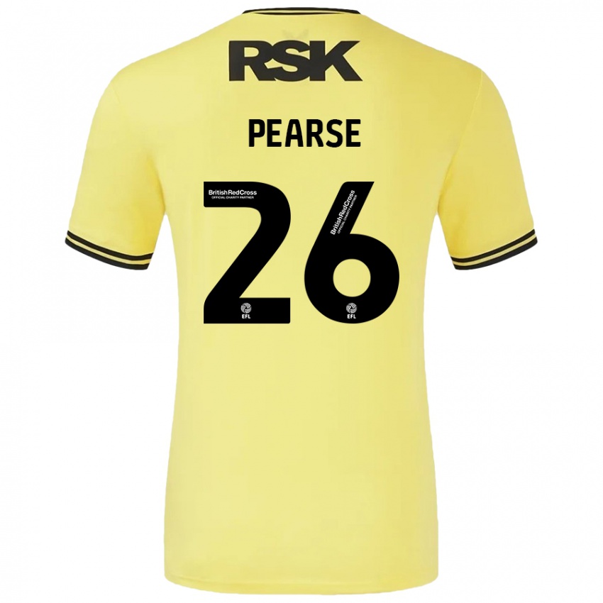 Mænd Gracie Pearse #26 Gul Sort Udebane Spillertrøjer 2024/25 Trøje T-Shirt