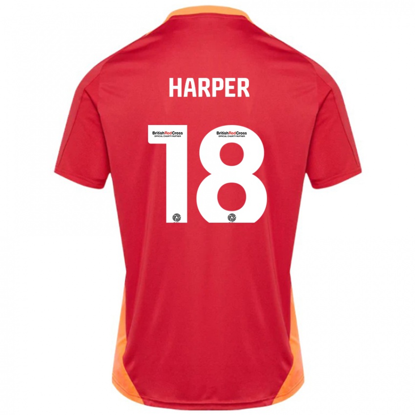 Mænd Vincent Harper #18 Blå Off White Udebane Spillertrøjer 2024/25 Trøje T-Shirt