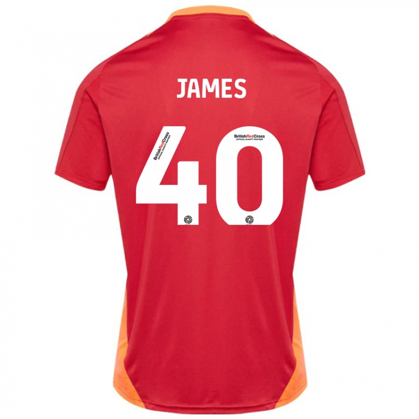 Mænd Ed James #40 Blå Off White Udebane Spillertrøjer 2024/25 Trøje T-Shirt