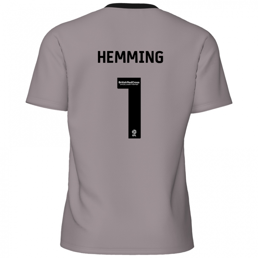 Mænd Zach Hemming #1 Grå Udebane Spillertrøjer 2024/25 Trøje T-Shirt