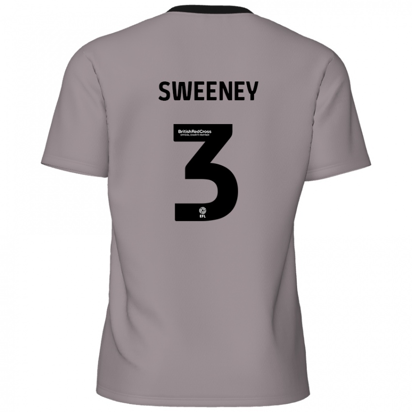 Mænd Jayden Sweeney #3 Grå Udebane Spillertrøjer 2024/25 Trøje T-Shirt