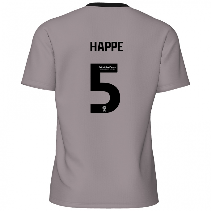 Mænd Dan Happe #5 Grå Udebane Spillertrøjer 2024/25 Trøje T-Shirt