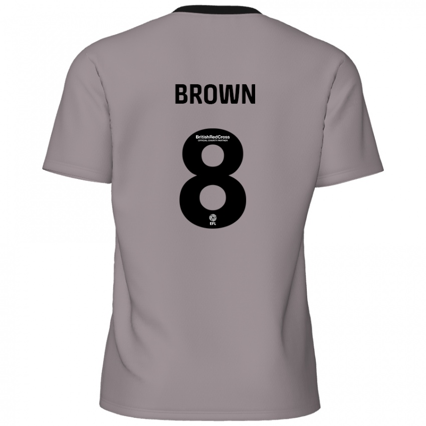 Mænd Jordan Brown #8 Grå Udebane Spillertrøjer 2024/25 Trøje T-Shirt