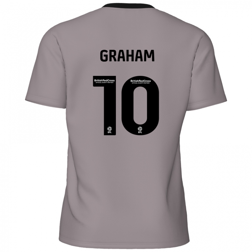 Mænd Jordan Graham #10 Grå Udebane Spillertrøjer 2024/25 Trøje T-Shirt