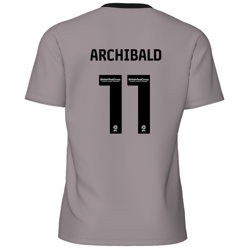 Mænd Theo Archibald #11 Grå Udebane Spillertrøjer 2024/25 Trøje T-Shirt