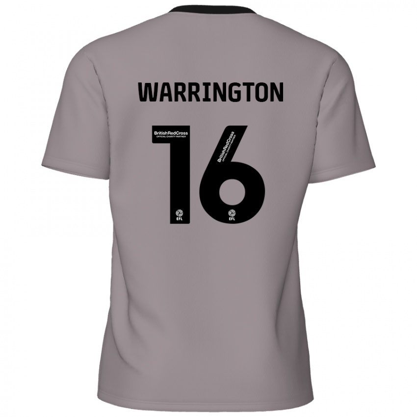 Mænd Lewis Warrington #16 Grå Udebane Spillertrøjer 2024/25 Trøje T-Shirt