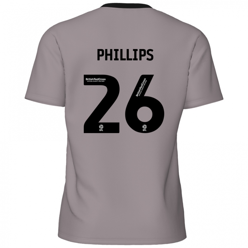 Mænd Noah Phillips #26 Grå Udebane Spillertrøjer 2024/25 Trøje T-Shirt