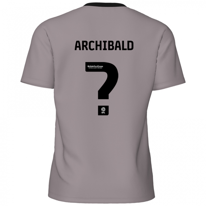 Mænd Aaron Archibald #0 Grå Udebane Spillertrøjer 2024/25 Trøje T-Shirt