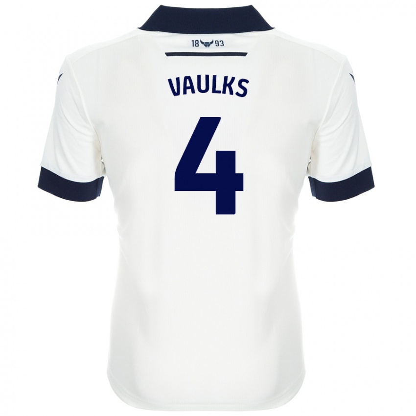 Mænd Will Vaulks #4 Hvid Marineblå Udebane Spillertrøjer 2024/25 Trøje T-Shirt