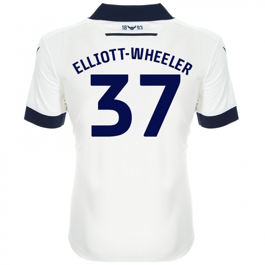 Mænd Aidan Elliott-Wheeler #37 Hvid Marineblå Udebane Spillertrøjer 2024/25 Trøje T-Shirt