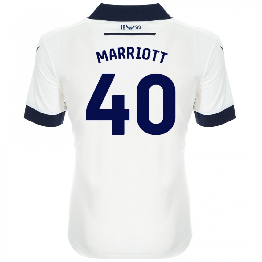 Mænd Monty Marriott #40 Hvid Marineblå Udebane Spillertrøjer 2024/25 Trøje T-Shirt