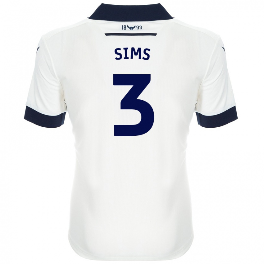 Mænd Gemma Sims #3 Hvid Marineblå Udebane Spillertrøjer 2024/25 Trøje T-Shirt