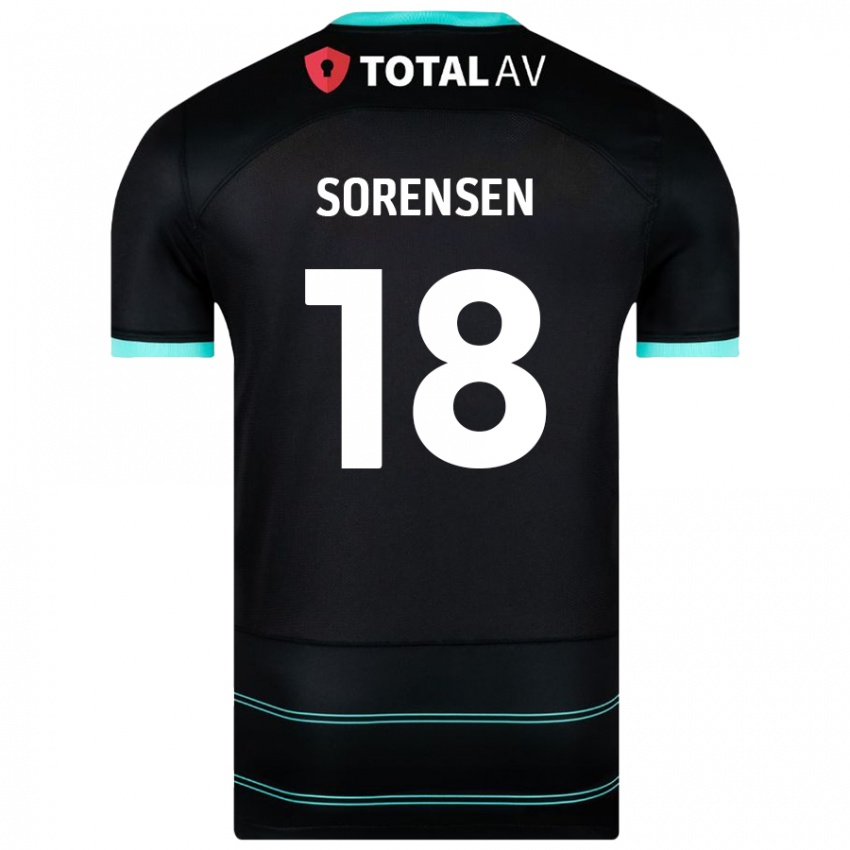 Mænd Elias Sørensen #18 Sort Udebane Spillertrøjer 2024/25 Trøje T-Shirt