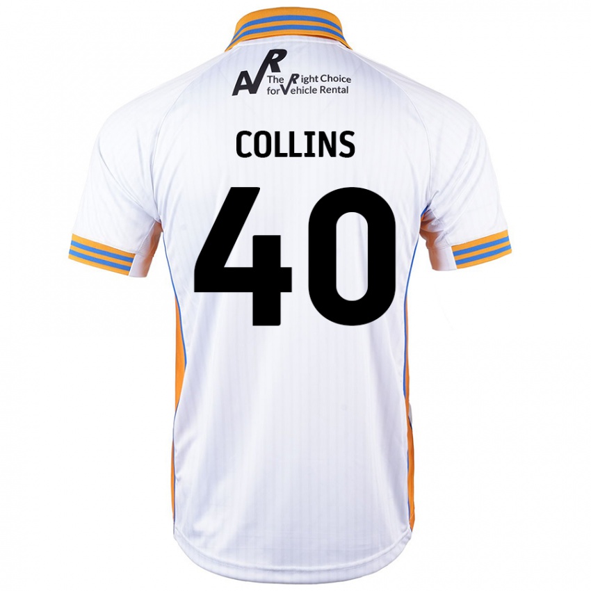 Mænd Jude Collins #40 Hvid Udebane Spillertrøjer 2024/25 Trøje T-Shirt