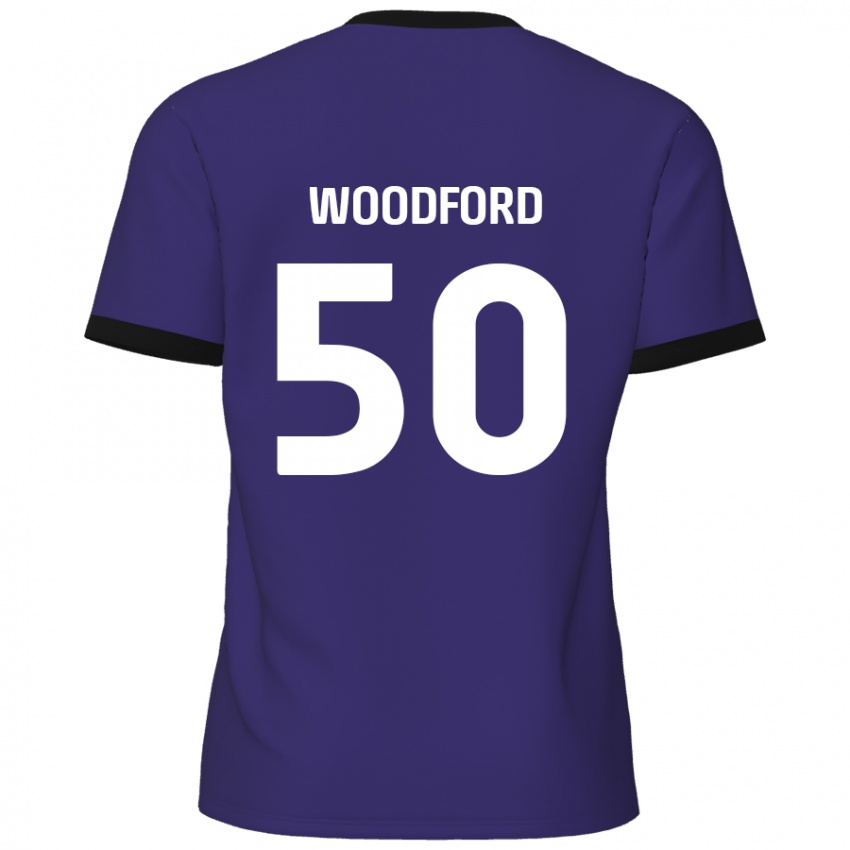 Mænd Max Woodford #50 Lilla Udebane Spillertrøjer 2024/25 Trøje T-Shirt