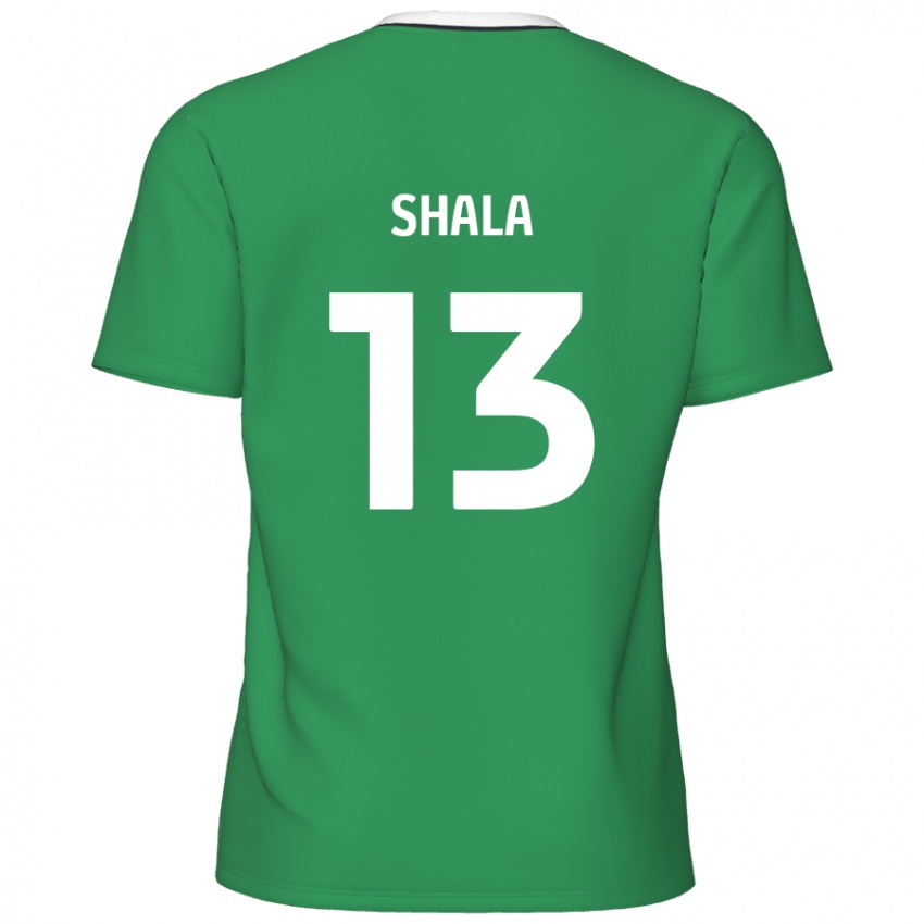 Mænd Laurence Shala #13 Grønne Hvide Striber Udebane Spillertrøjer 2024/25 Trøje T-Shirt