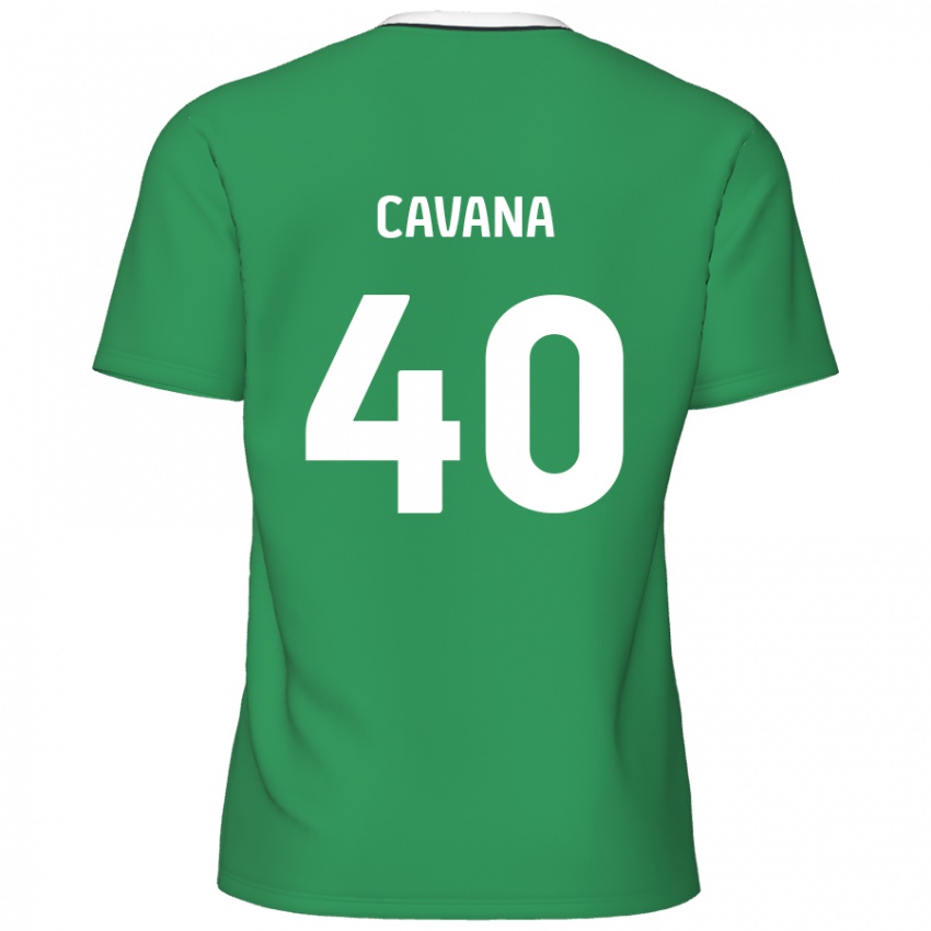 Mænd Max Cavana #40 Grønne Hvide Striber Udebane Spillertrøjer 2024/25 Trøje T-Shirt