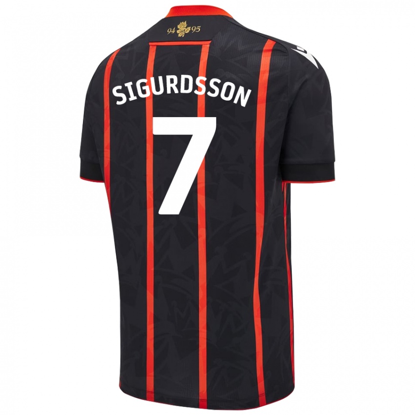 Mænd Arnór Sigurdsson #7 Sort Rød Udebane Spillertrøjer 2024/25 Trøje T-Shirt