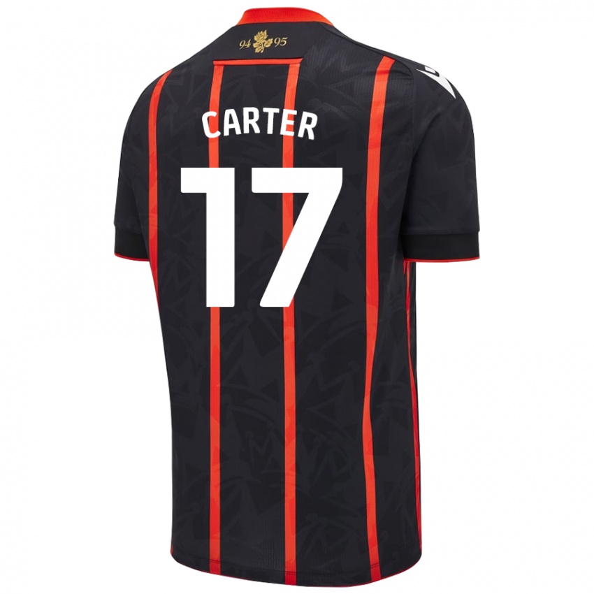 Mænd Hayden Carter #17 Sort Rød Udebane Spillertrøjer 2024/25 Trøje T-Shirt