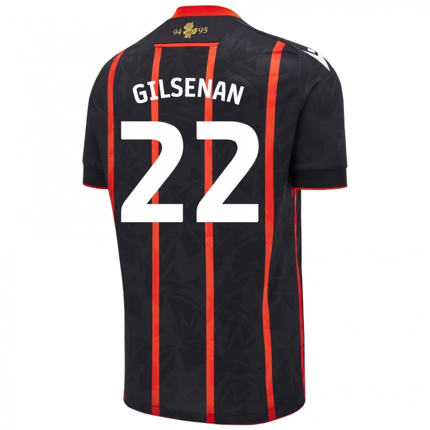 Mænd Zak Gilsenan #22 Sort Rød Udebane Spillertrøjer 2024/25 Trøje T-Shirt